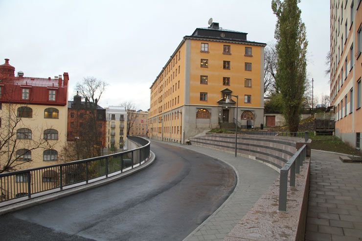 Hälsobrunnsgatan, ny vägsträckning i Sabbatsbergsområdet. (Foto: Johan Åhström.)