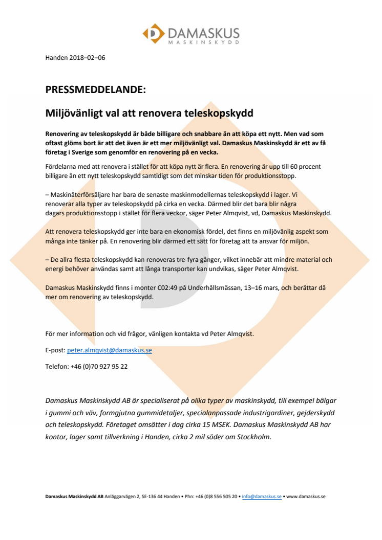 Miljövänligt val att renovera teleskopskydd