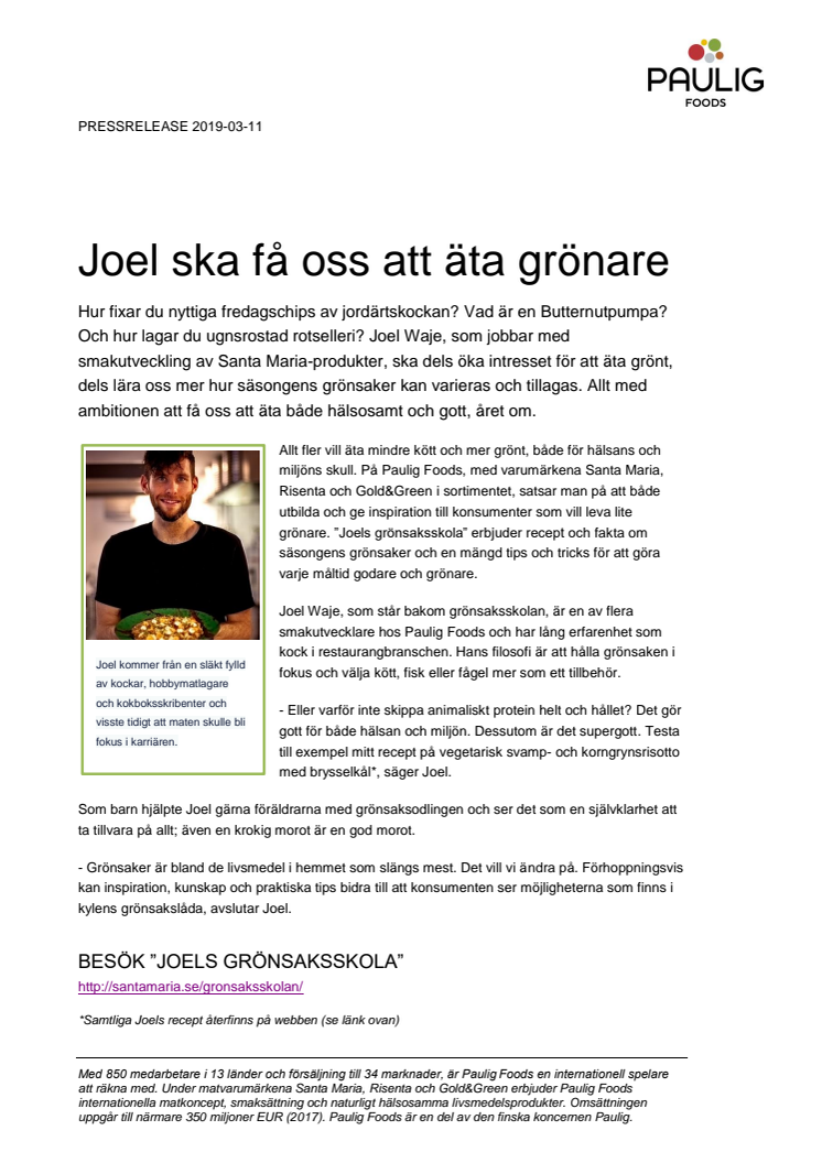 Joel ska få oss att äta grönare