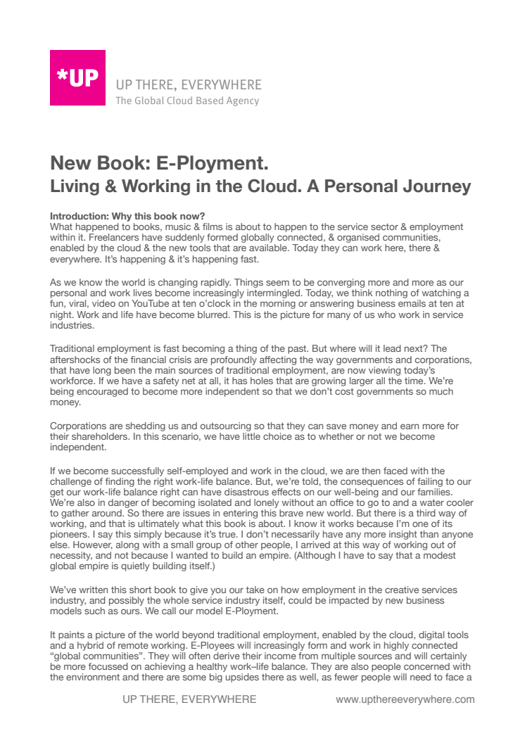 New Book: E-Ployment. Living & Working in the Cloud. A Personal Journey