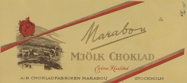 Förpackning till Marabou mjölkchoklad, 1935