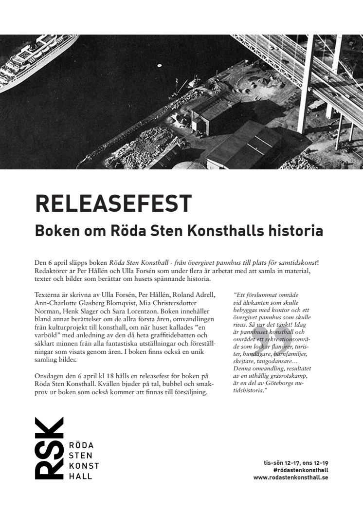 Bokrelease: Boken om Röda Sten Konsthalls historia