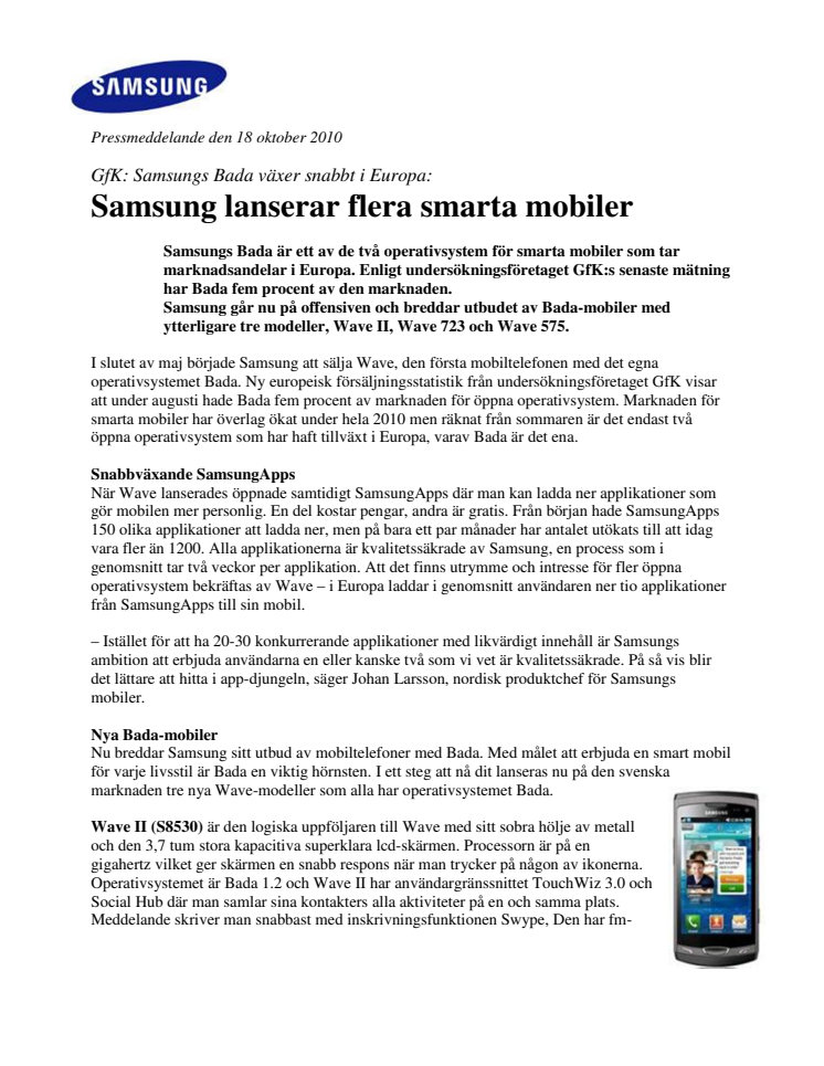 Samsung lanserar flera smarta mobiler