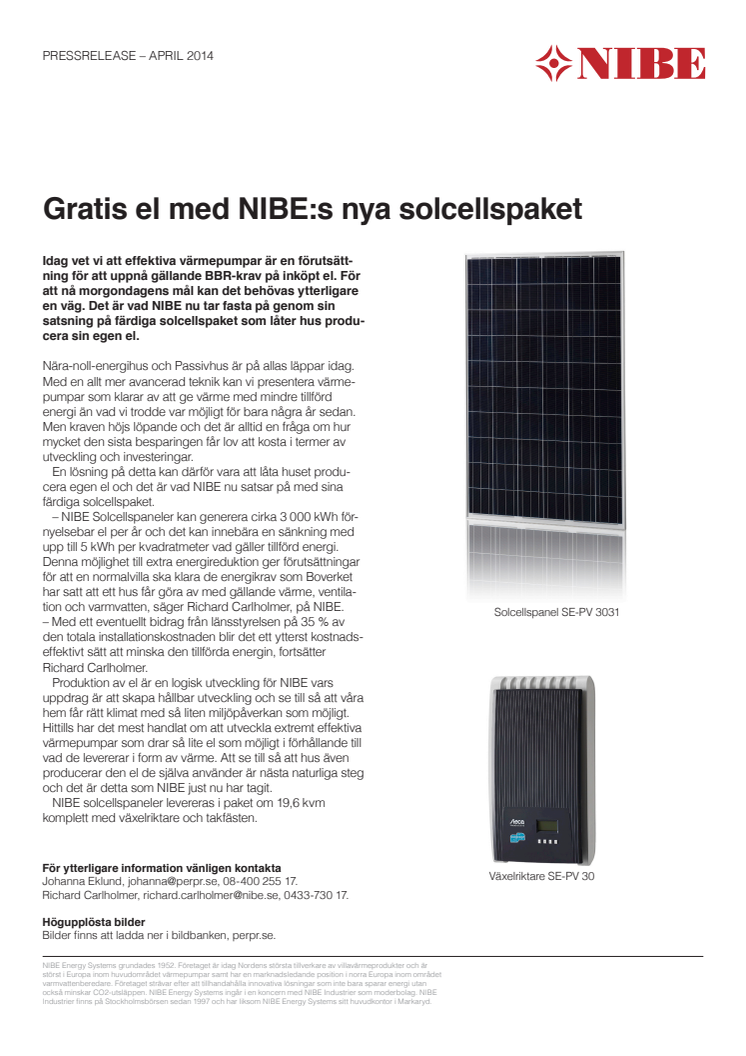Gratis el med NIBE:s nya solcellspaket
