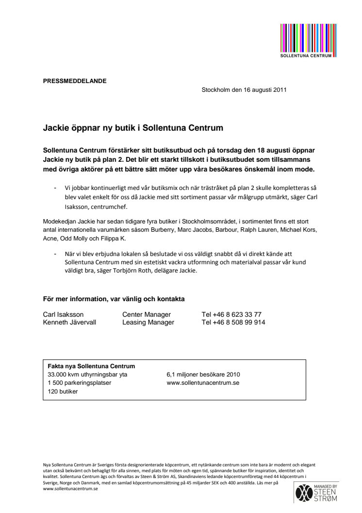 Jackie öppnar ny butik i Sollentuna Centrum 