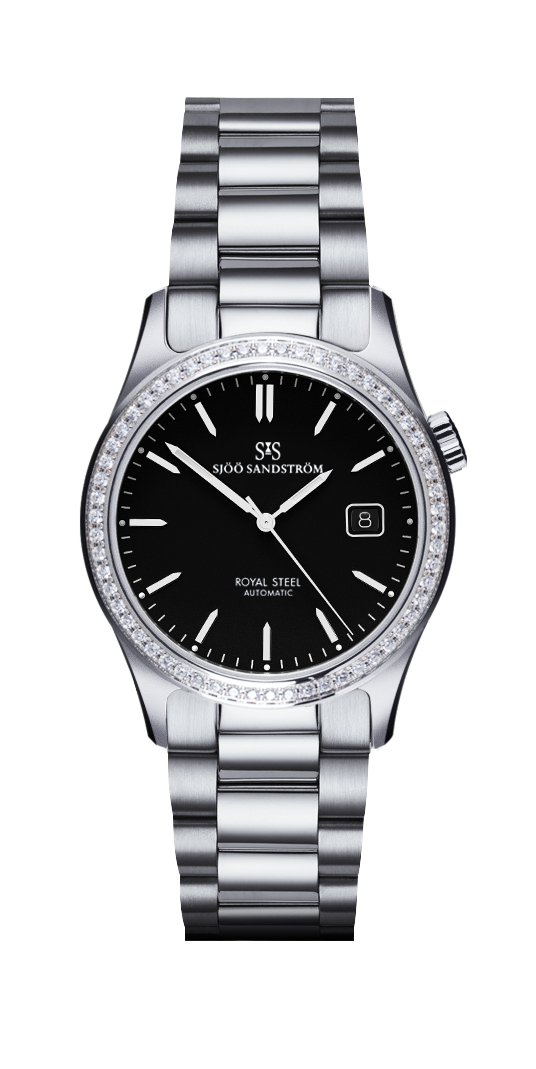 Royal Steel Classic 36mm Diamant Bezel - Black dial