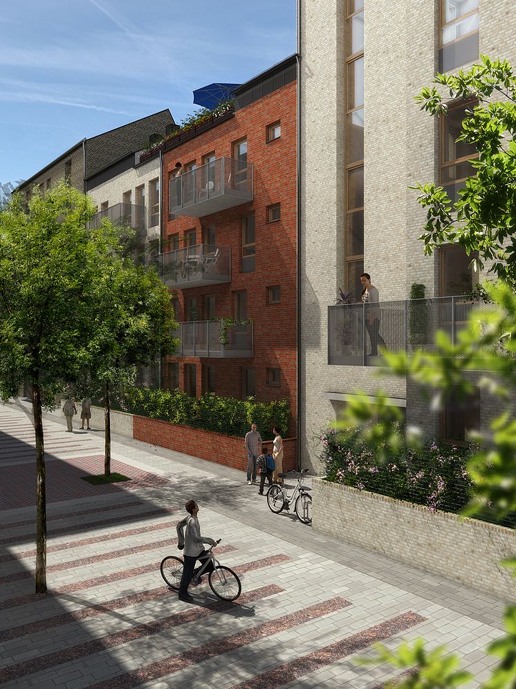 Hyresrätter i kv Omnibussen, Sorgenfri, vy från Linjetregatan