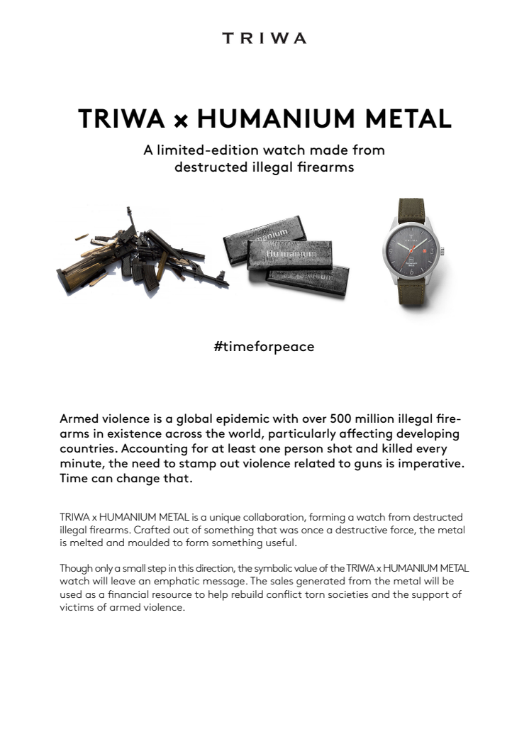 TRIWA x HUMANIUM METAL - En spesial klokke laget av destruerte ulovlige skytevåpen