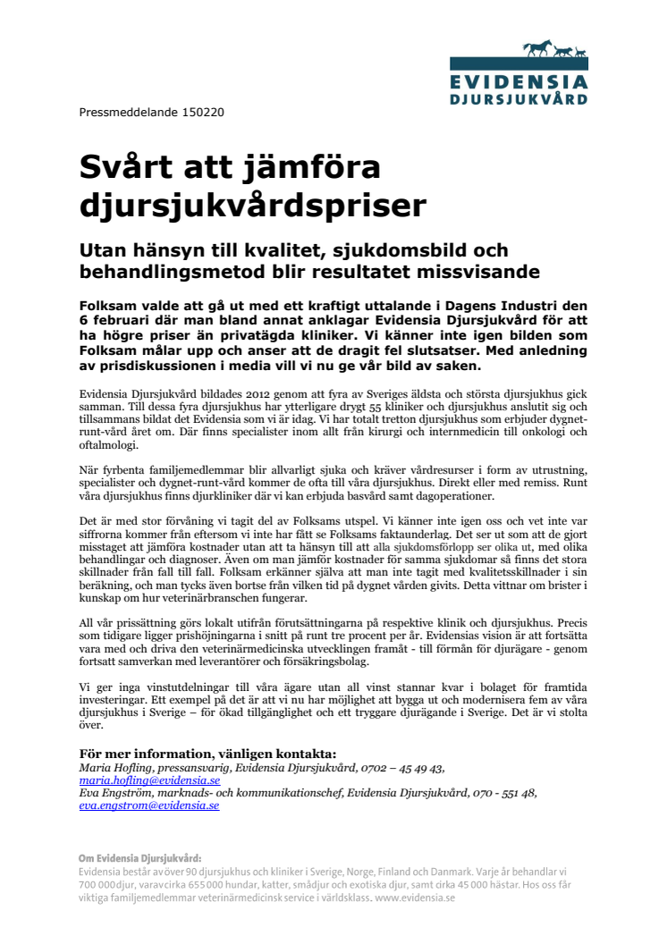 Svårt att jämföra djursjukvårdspriser