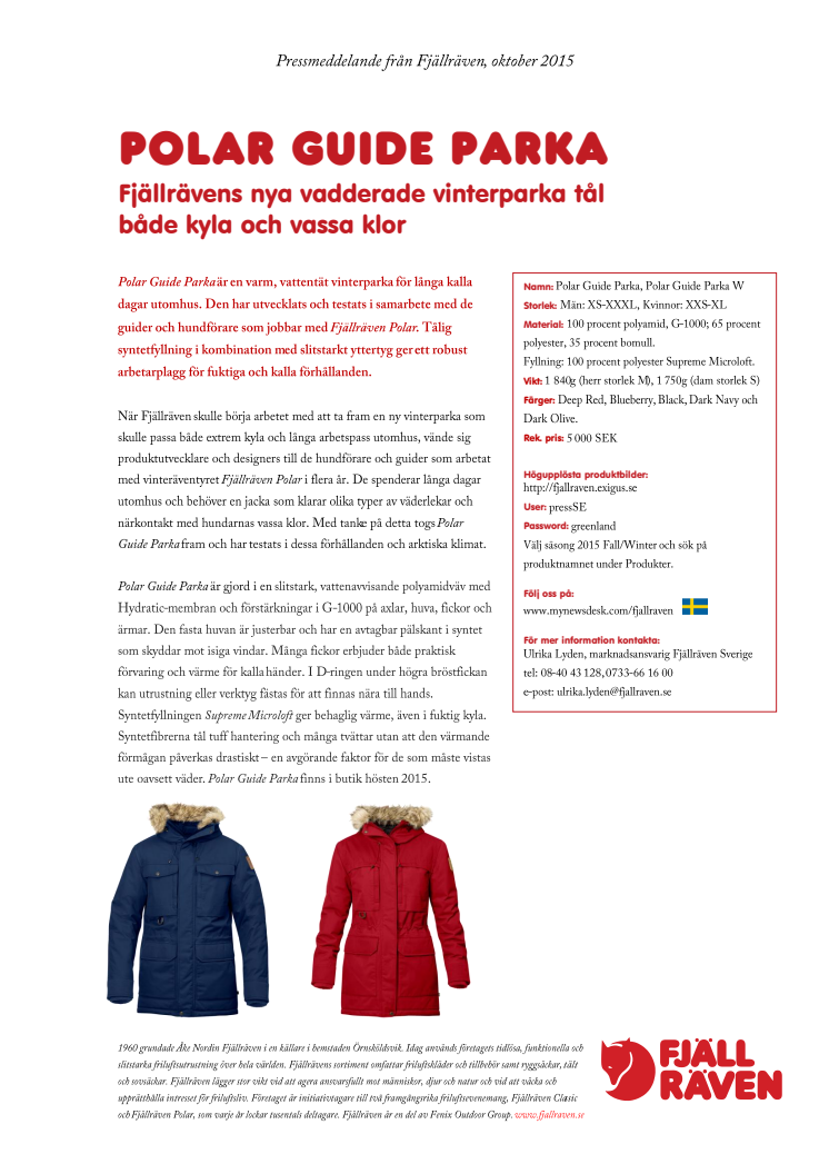 Polar Guide Parka - tål både kyla och vassa klor