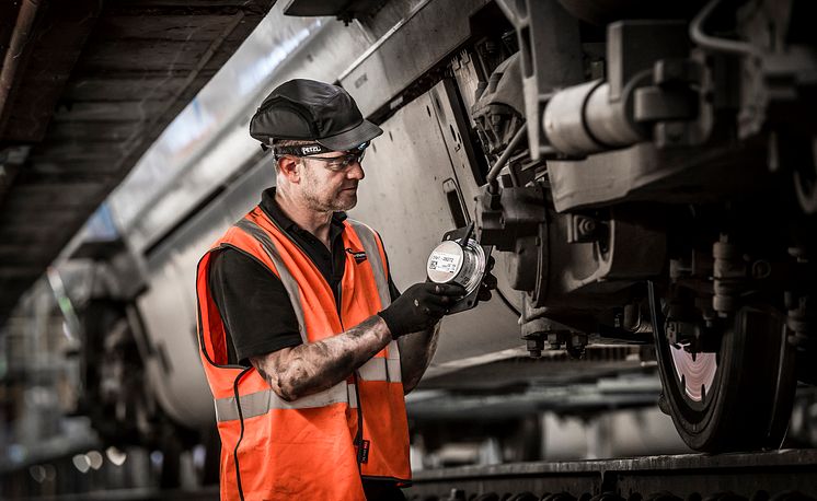 Fitting vibration sensors at Hornsey depot, north London 2