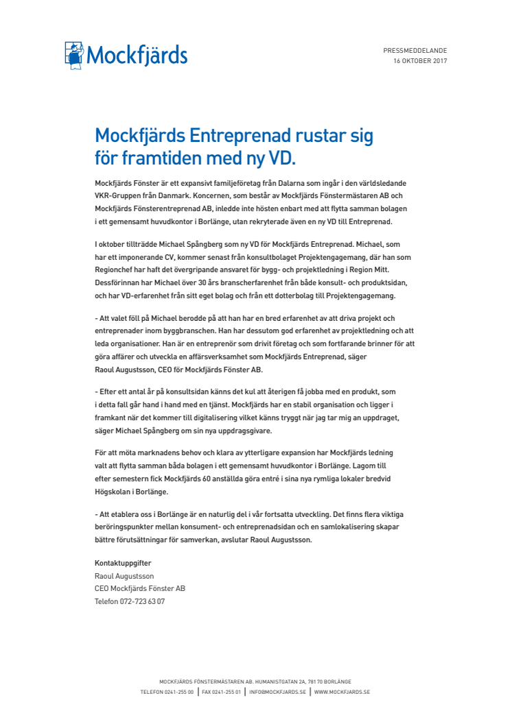 Mockfjärds Entreprenad rustar sig  för framtiden med ny VD