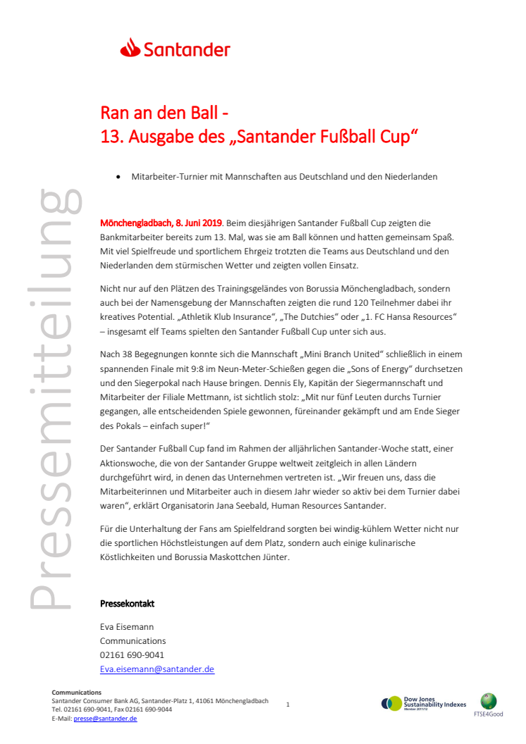 Ran an den Ball - 13. Ausgabe des „Santander Fußball Cup“ 