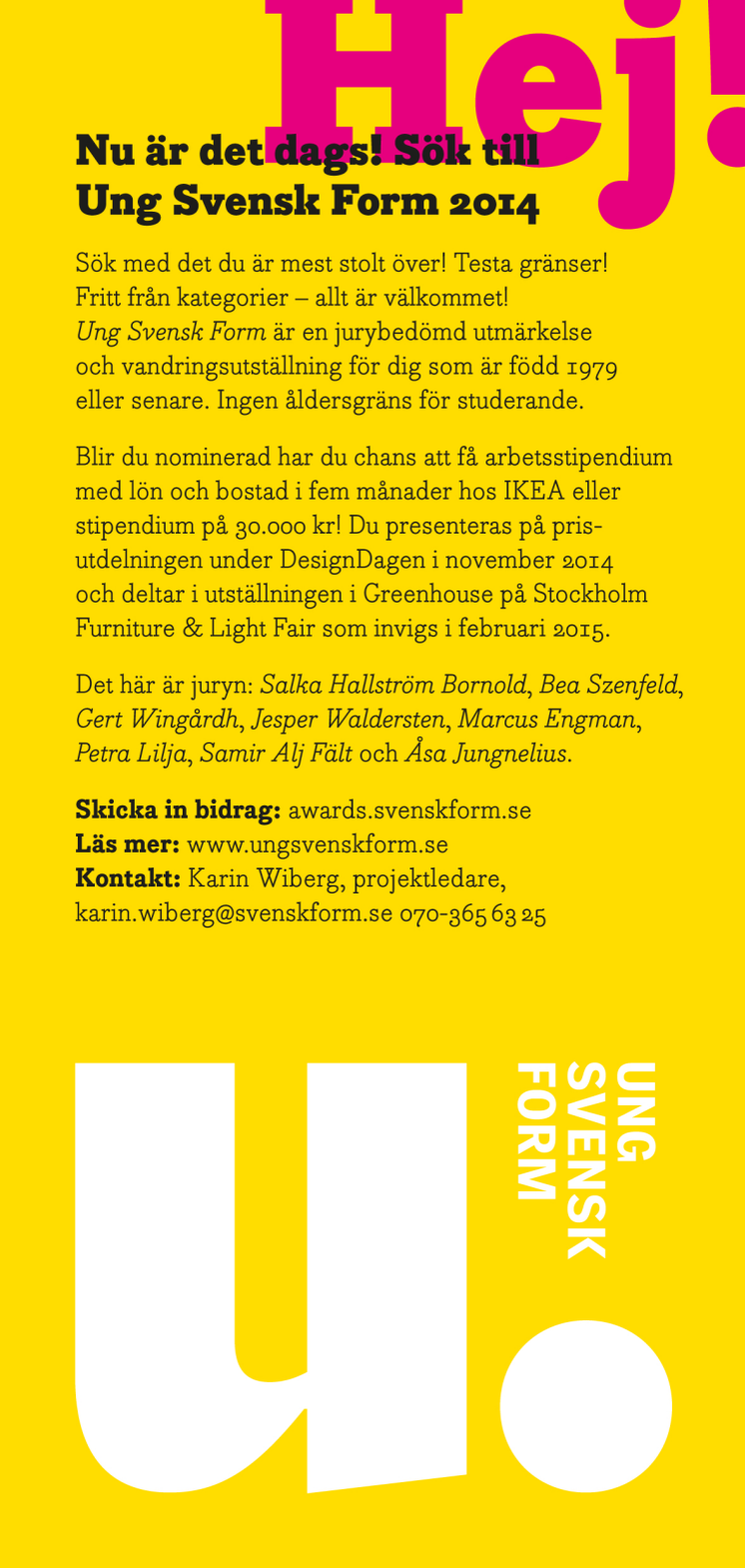 Ung Svensk Form 2014 – flyer