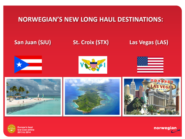 Information about Norwegian's new long haul destinations 2015