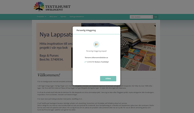 Textilhuset-personlig-inloggning