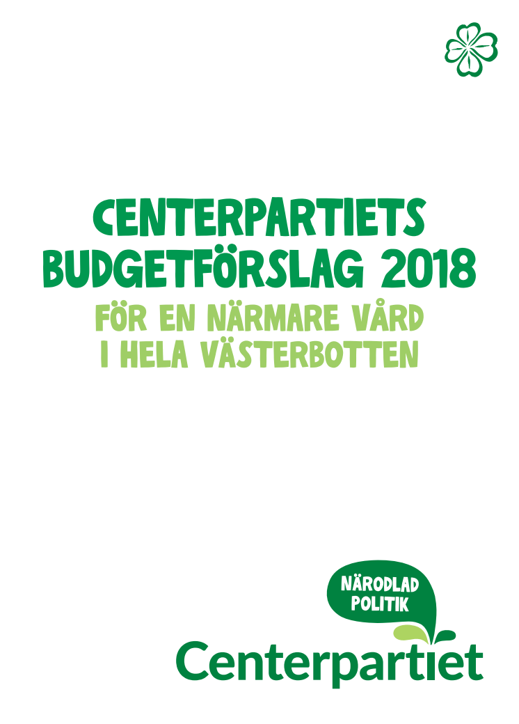 Centerpartiet budgetförslag för 2018