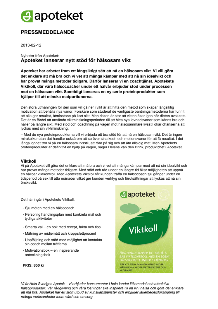 Apoteket lanserar nytt stöd för hälsosam vikt