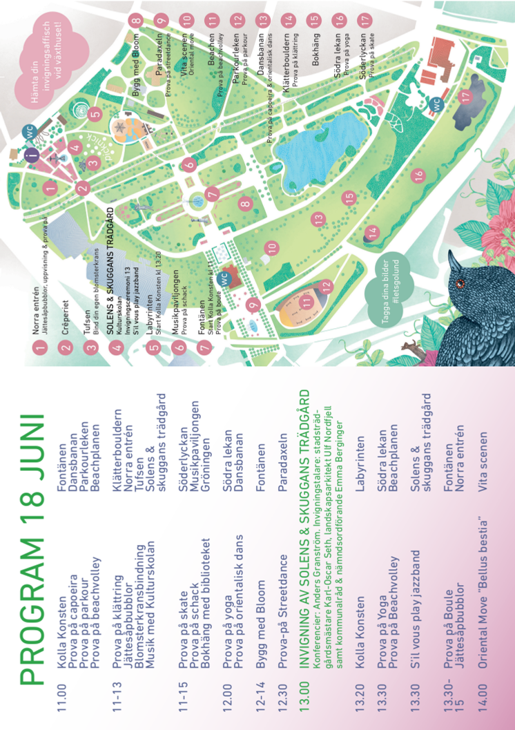 Stadsparkens dag 18 juni, program och karta