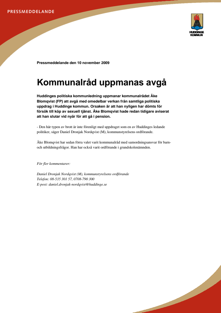 Kommunalråd uppmanas avgå