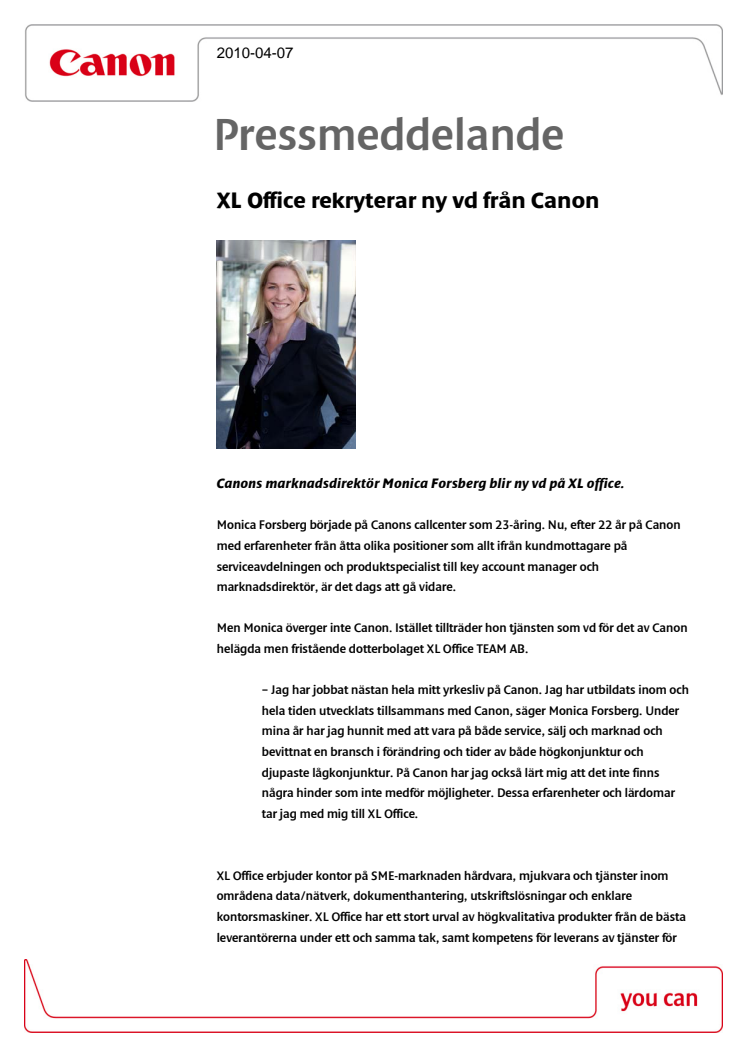 XL Office rekryterar ny vd från Canon