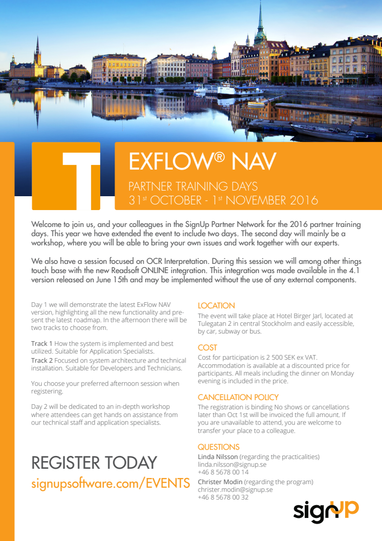 Invitation ExFlow NAV Partner Training Days 2016