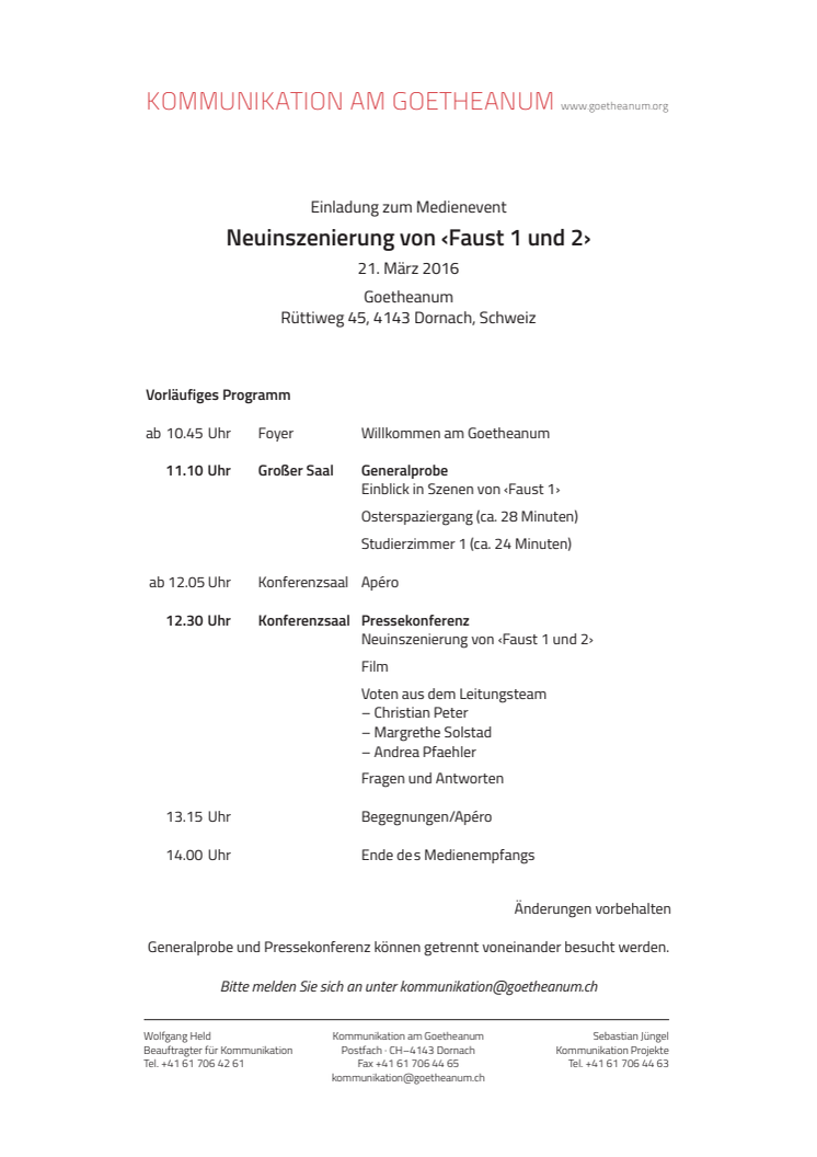 "Faust 1 und 2": Medienevent am 21. März am Goetheanum (vorläufiges Programm)