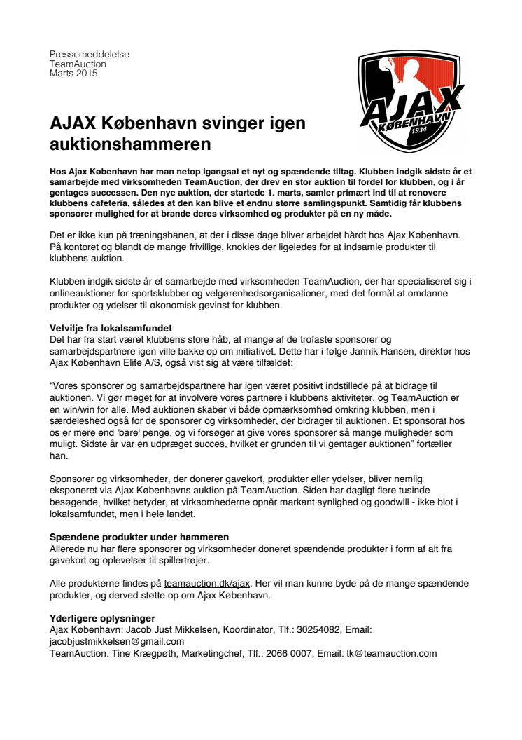 AJAX København svinger igen auktionshammeren