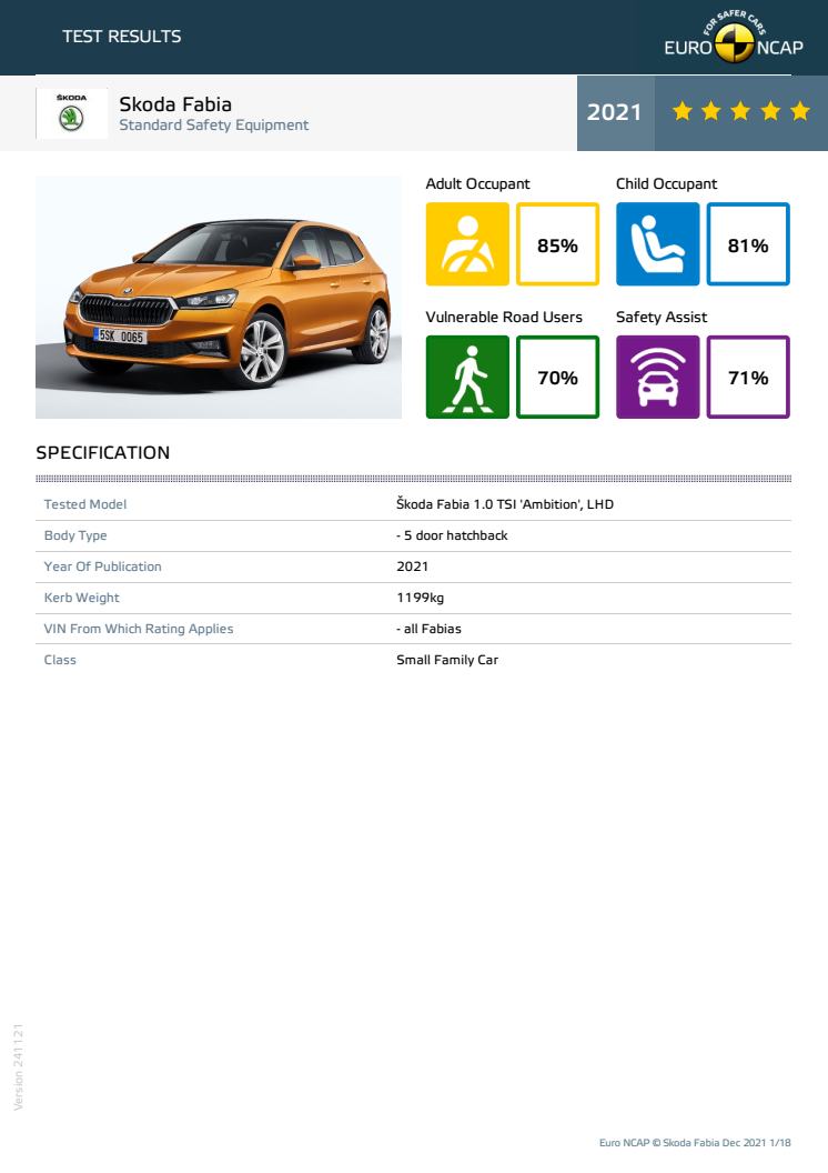 Skoda Fabia Euro NCAP datasheet - Dec 2021.pdf