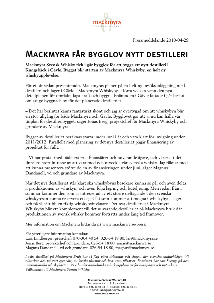 Mackmyra får bygglov nytt destilleri 