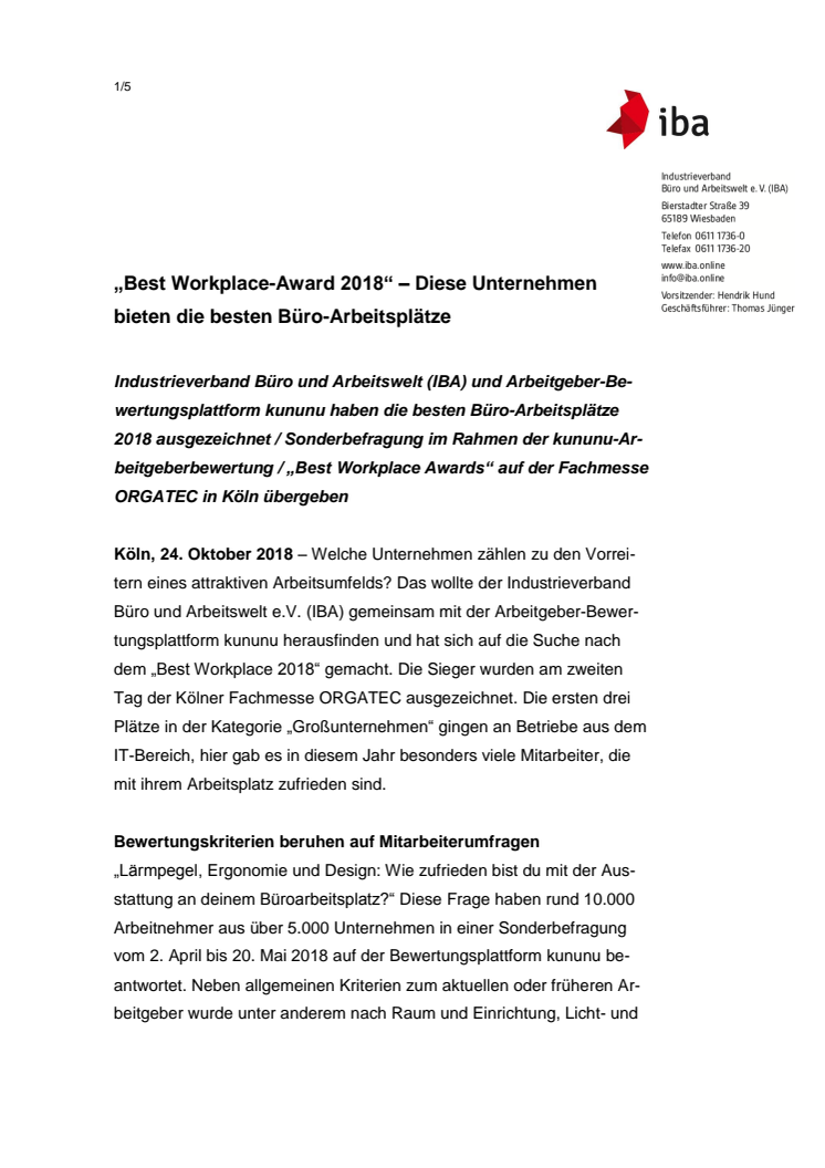 „Best Workplace-Award 2018“ – Diese Unternehmen  bieten die besten Büro-Arbeitsplätze