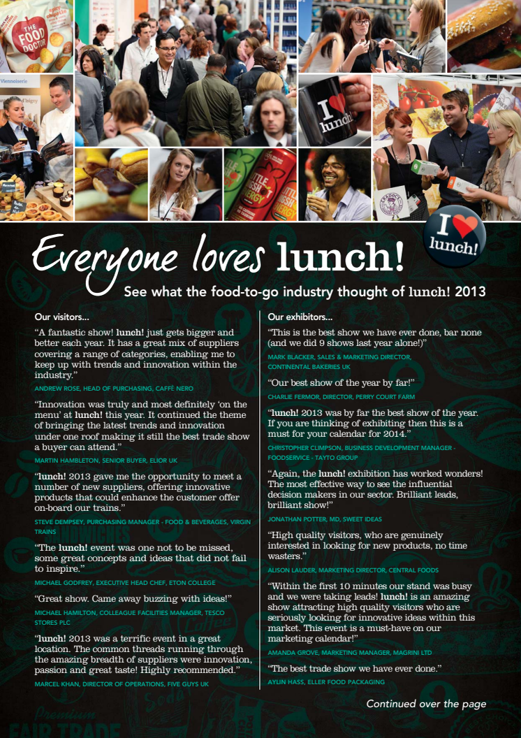 lunch! 2013 Testimonials