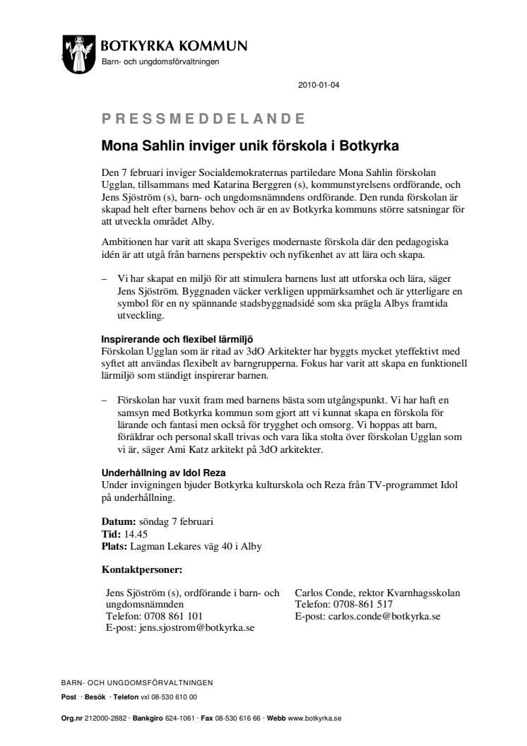 Mona Sahlin inviger unik förskola i Botkyrka 