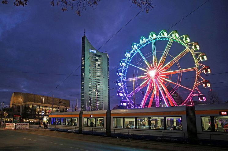 Blick auf das Willenborg Riesenrad 24 auf dem Augustusplatz