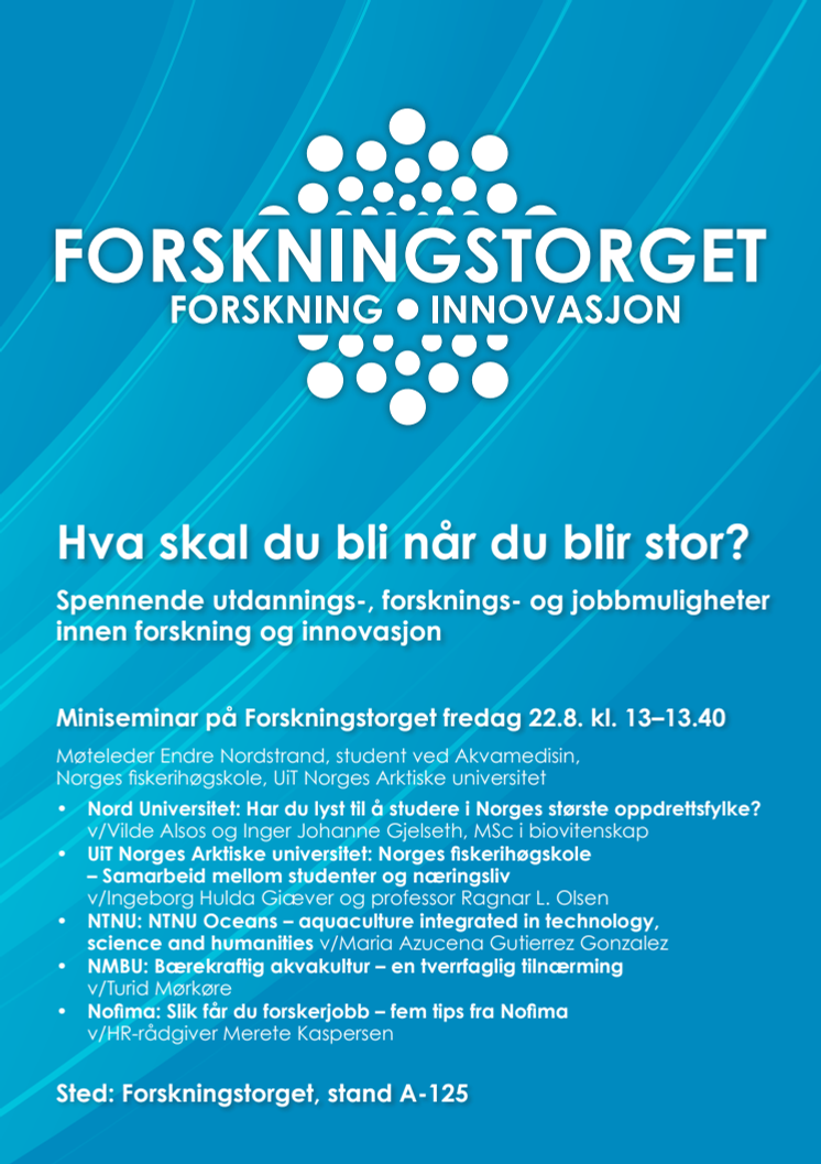 Studentbrosjyre Forskningstorget Aqua Nor 2019