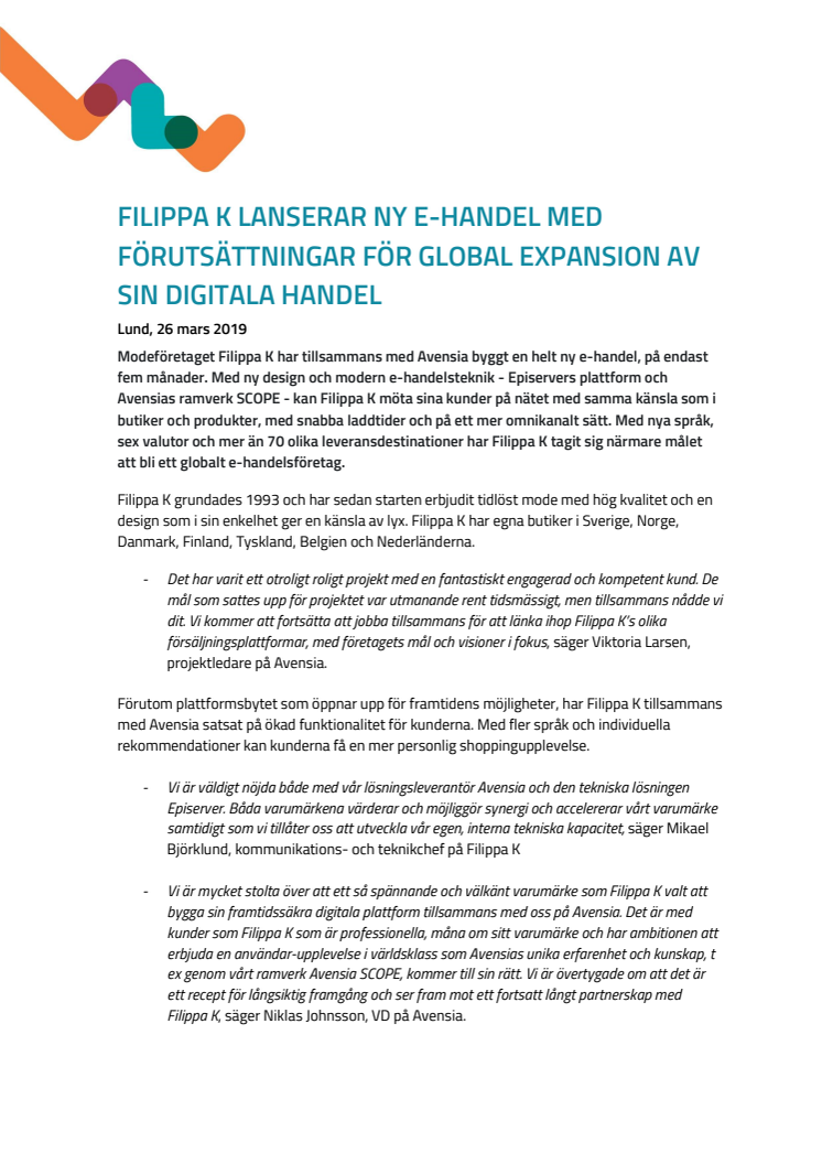 Filippa K lanserar ny e-handel med förutsättningar för global expansion för sin digitala handel