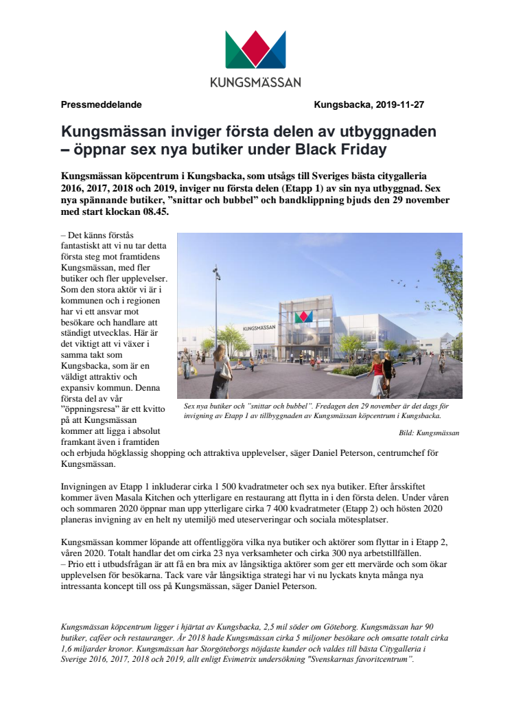 Kungsmässan inviger första delen av utbyggnaden – öppnar sex nya butiker under Black Friday