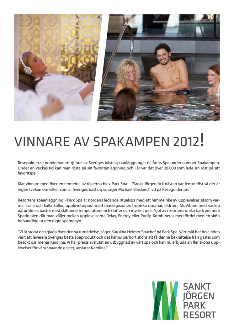 Vinnare sv Spakampen - årets spa 2012!