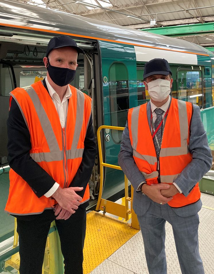 Matt Byrne, left, President UK & Ireland of Bombardier Transportation and Julian Edwards, right, managing director of London Northwestern Railway.