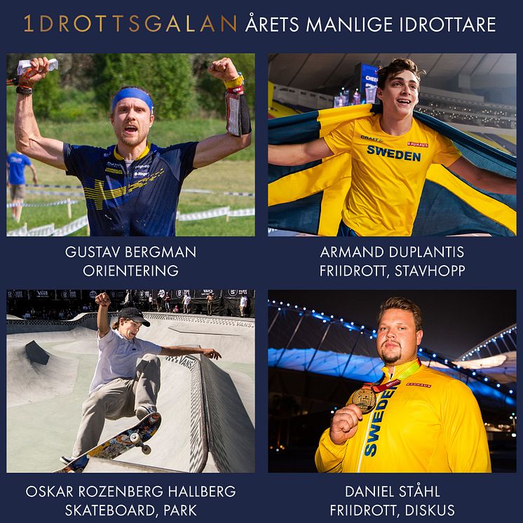 Nominerade Årets Manlige Idrottare Idrottsgalan 2020  Foto: Bildbyrån, Svenska Orienteringsförbundet