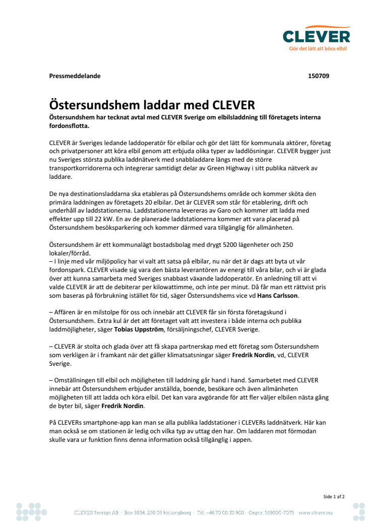 Östersundshem laddar med CLEVER