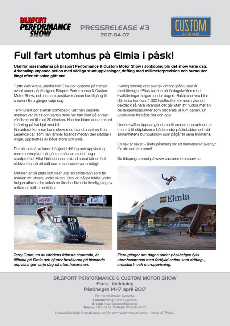 Full fart utomhus på Elmia i påsk!