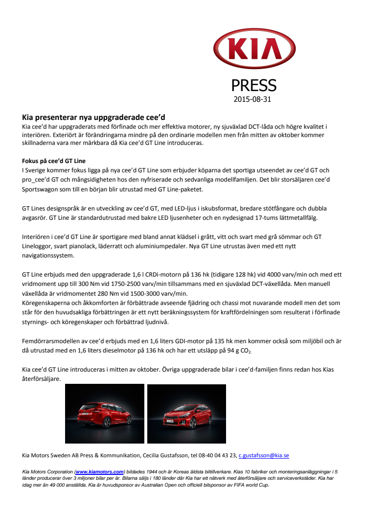 Kia presenterar nya uppgraderade cee'd