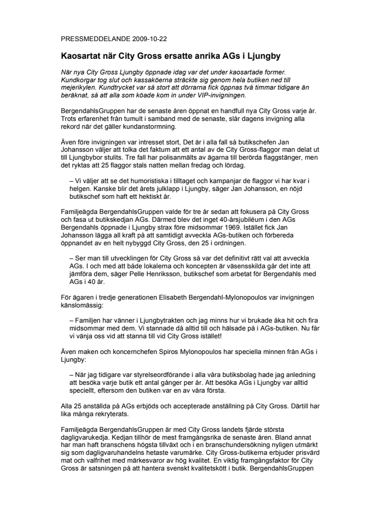 Kaosartat när City Gross ersatte anrika AGs i Ljungby