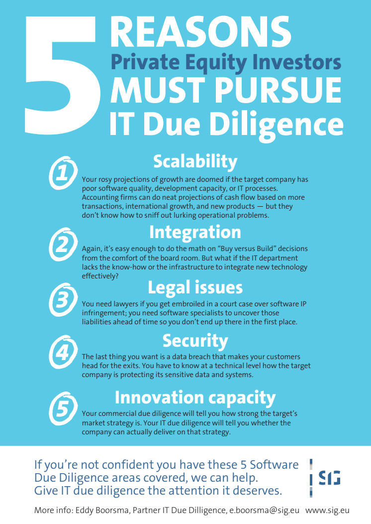 Fem grunde til at bekymre sig (mere) om IT-due diligence”, hvor vi gennemgår vigtigheden af IT-due diligence indenfor: