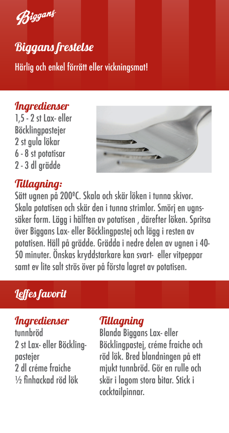 Biggans goda recept på Biggans frestelse med lax eller böcklingpastej