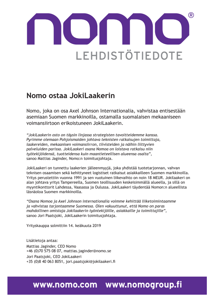 Nomo osti JokiLaakerin