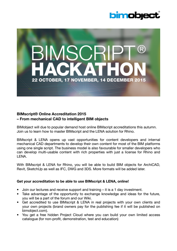 BIMscript® Online Accreditation 2015 – From mechanical CAD to intelligent BIM objects