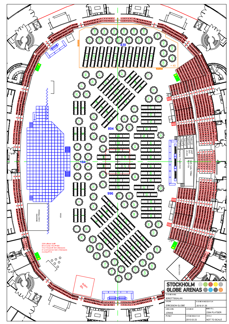 Översikt bordsplacering Svenska Idrottsgalan 2016