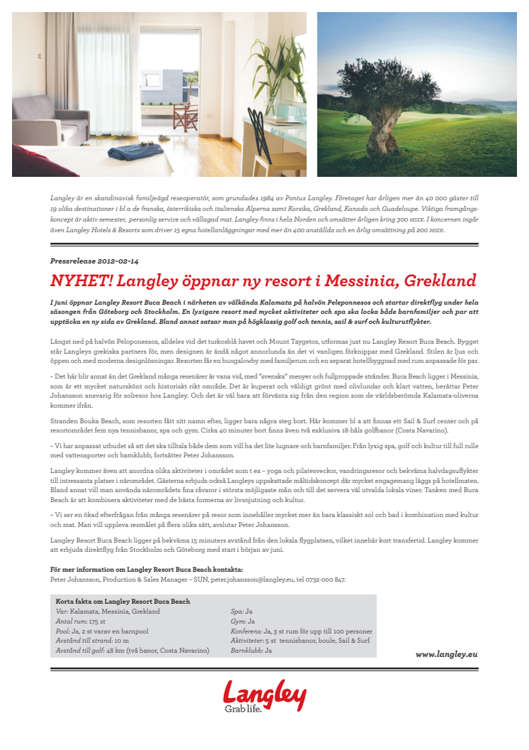 Langley öppnar ny resort i Messinia, Grekland